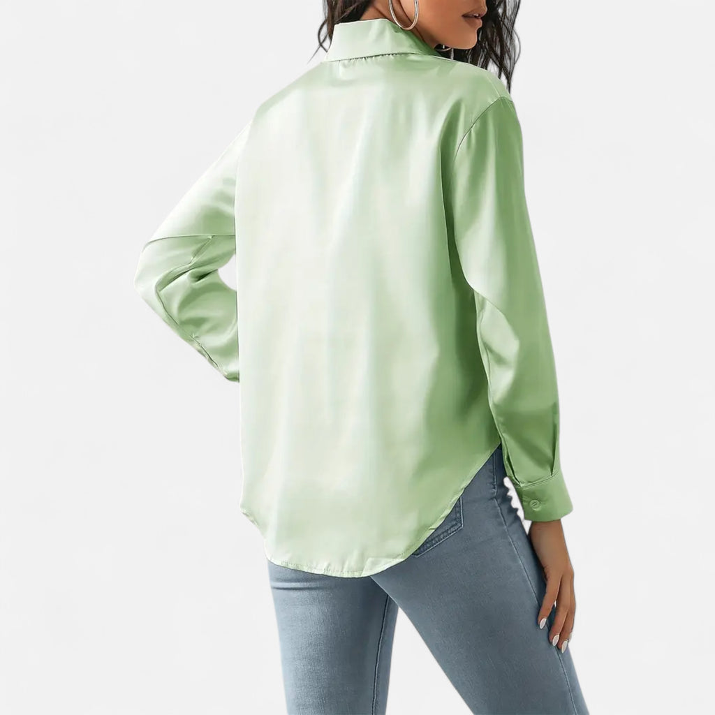 Ferandi Mode | Blouse en Satin à Col Lapel