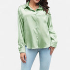 Ferandi Mode | Blouse en Satin à Col Lapel