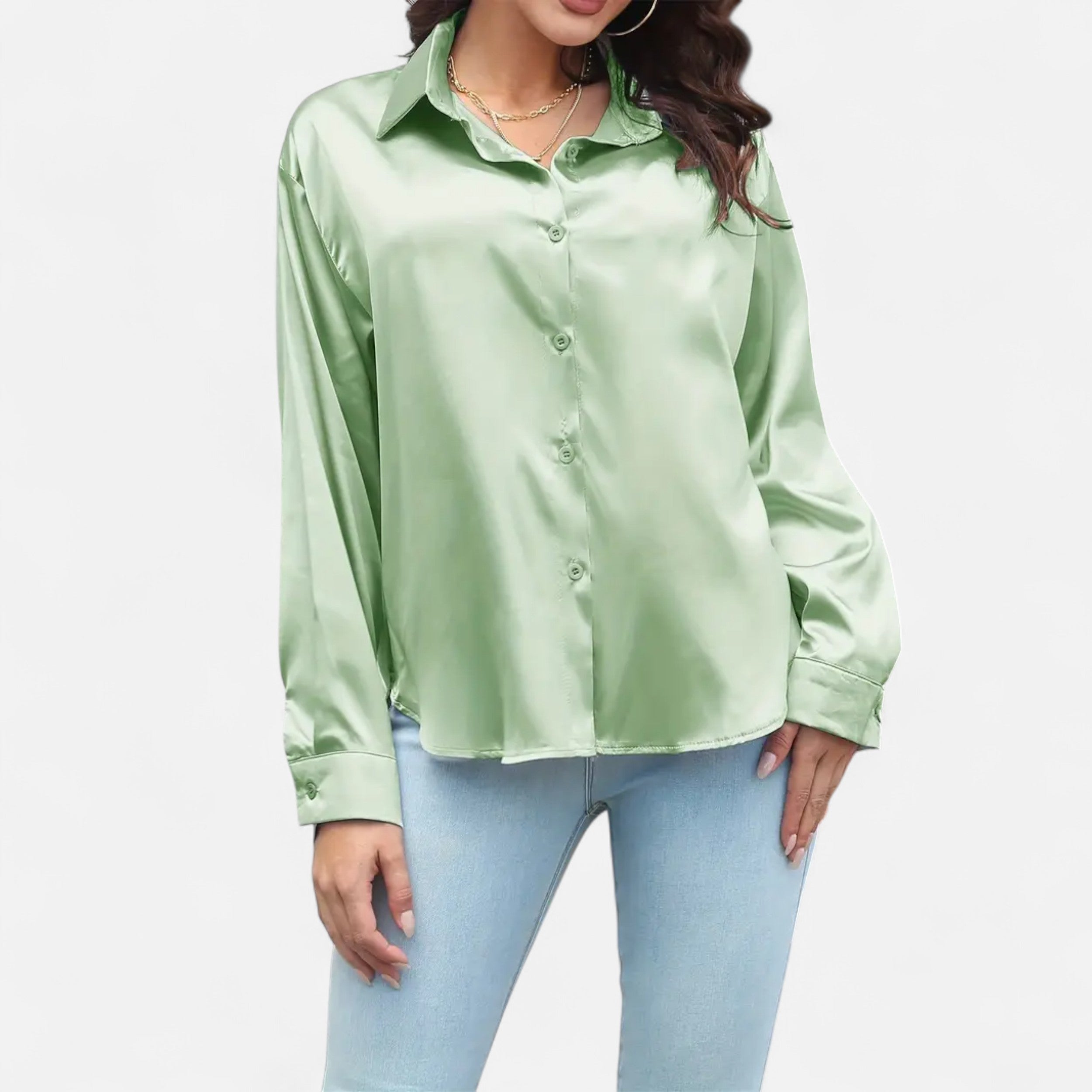 Ferandi Mode | Blouse en Satin à Col Lapel