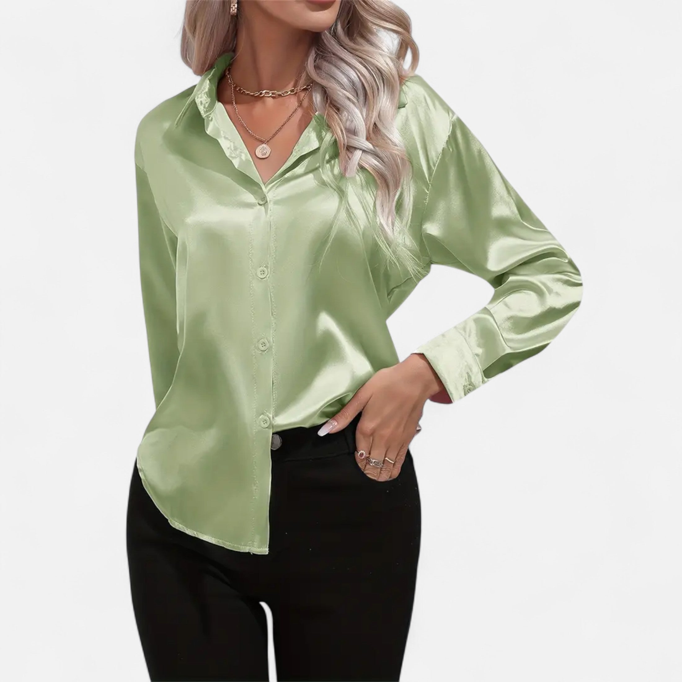 Ferandi Mode | Blouse en Satin à Col Lapel